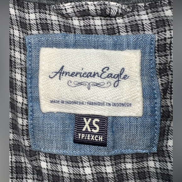 AE Cropped Flannel Shirt Hoodie, Size XS - Picture 5 of 5